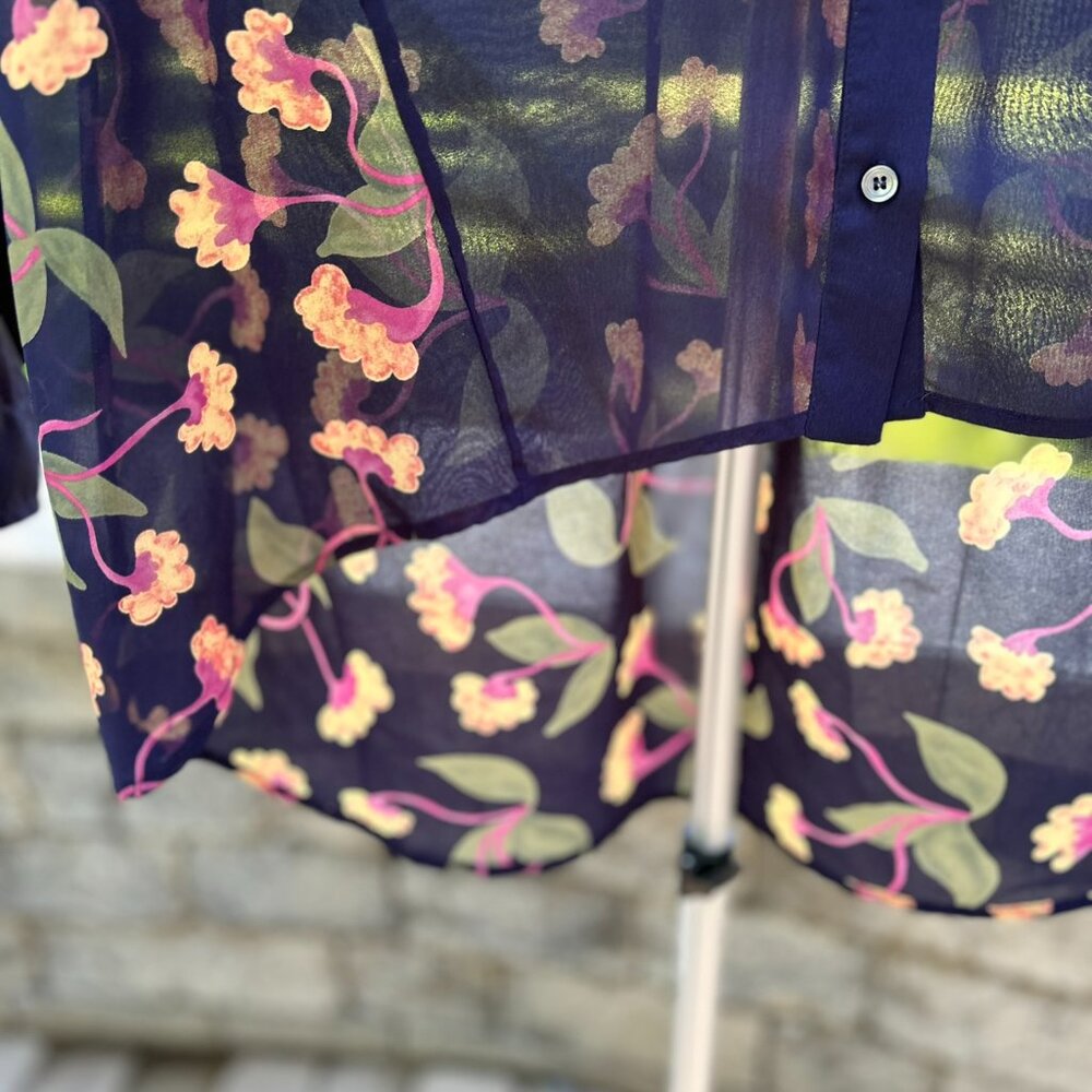 NWOT Anthropologie Maeve Floral High-Low Sheer Pintuck Tunic 4 - Picture 6 of 16